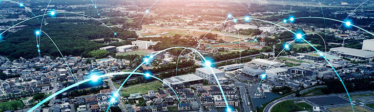 lights of wifi over a neighborhood